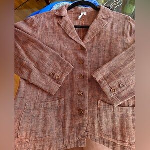 Kleen Women's Button Front Classic Blazer, Lightweight, Linen & Cotton! Sz Small